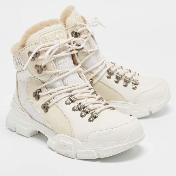 Gucci Flashtrek GG Leather and Shearling Hiking Boots size 38.5. Fits an 8 - Picture 1 of 9